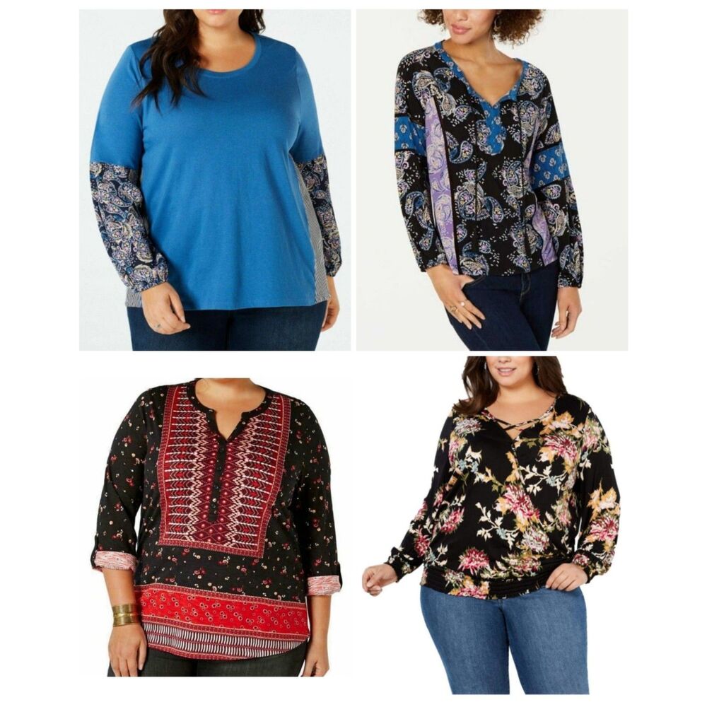 NWT 4 Piece Blouse Top Lot Style & Co Long Sleeve - Plus1X